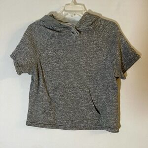 EXO Gray Cropped Short Sleeve Workout Sweatshirt S